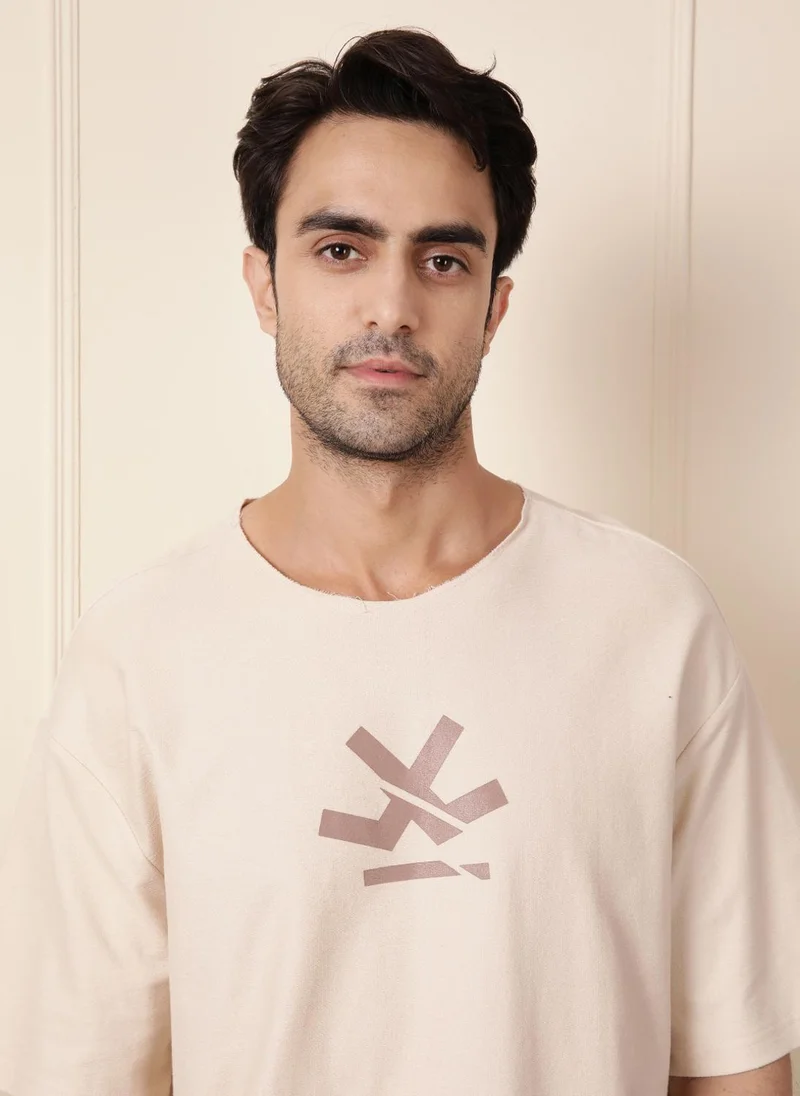 Wrogn Heavy GSM Raw Edge Collar T-Shirt